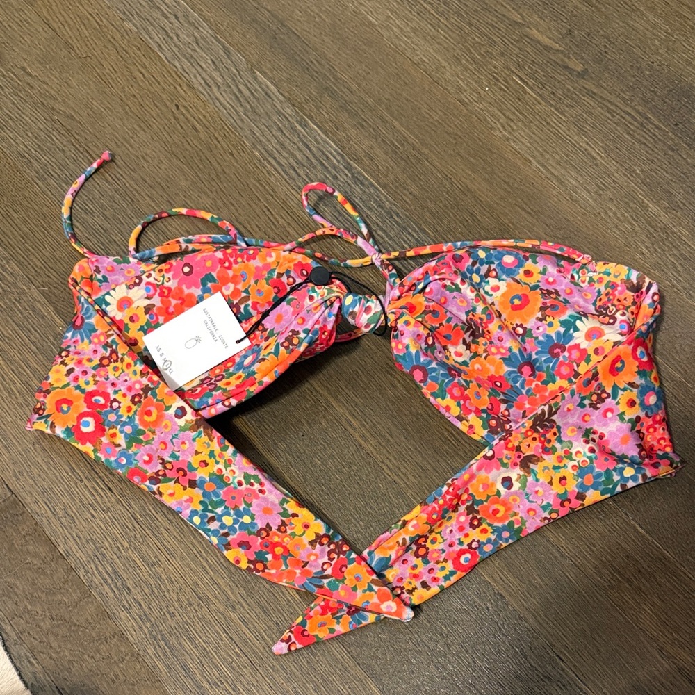 SKATIE Lyndi Bikini Top XL Mulholland Floral Coquette Boho Swim - Picture 2 of 5